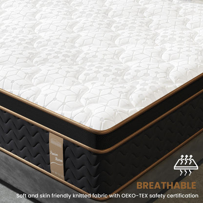 Plush Hybrid Mattresses With Gel Memory Foam, Individual Pocket Spring Motion Isolation Edge Support Somnus Mattress USA