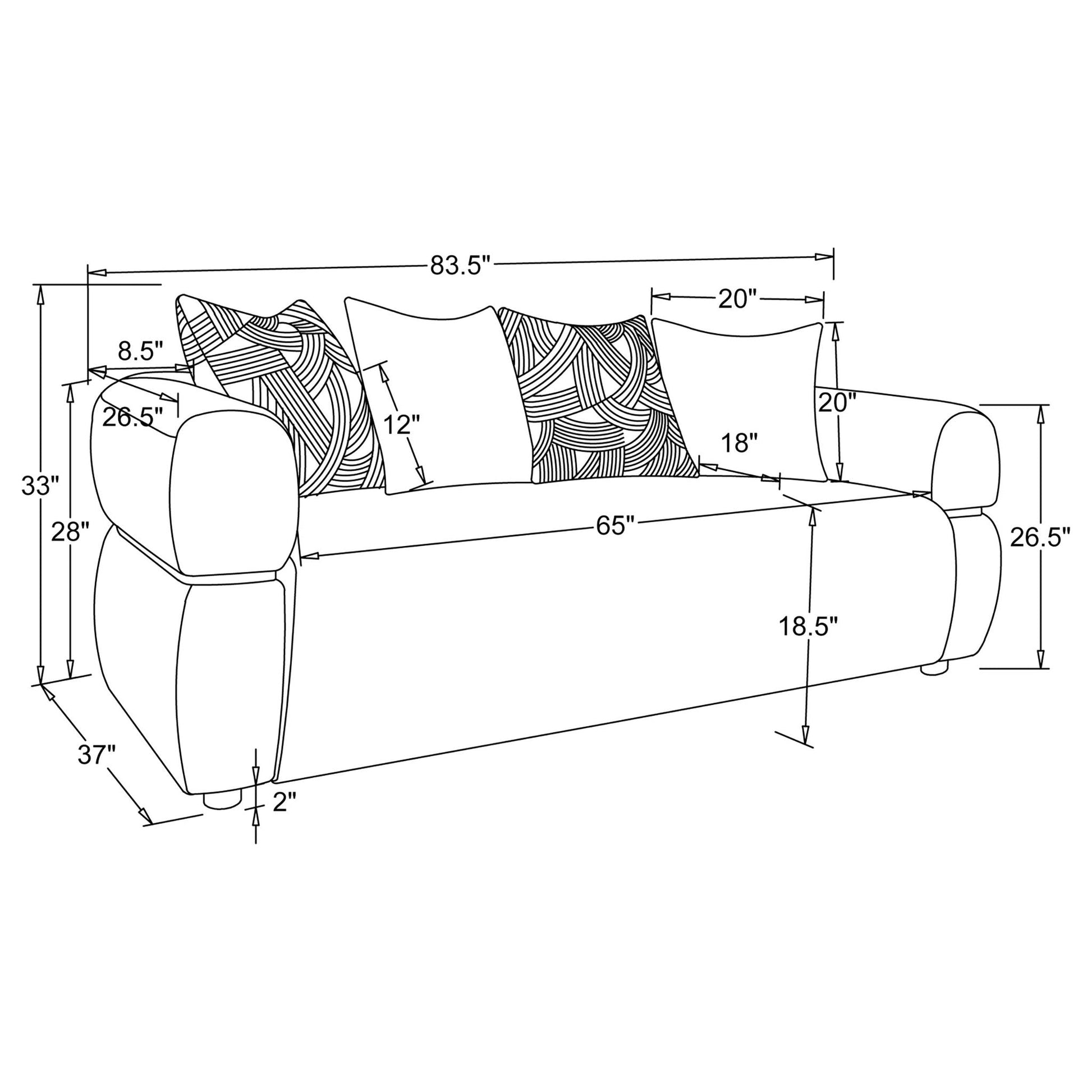 Ramsay - Round Arm Sofa - Beige Furniture Max