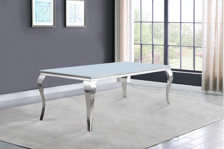 Carone - Rectangular Glass Top Dining Table CoasterEssence