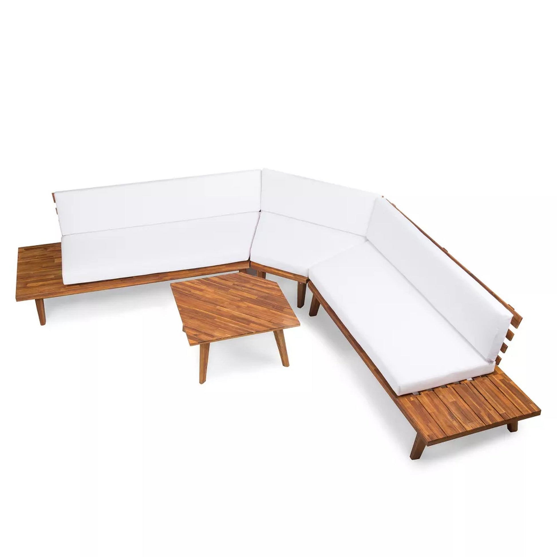 Hillcrest - V Shaped 4 Piece Sofa Set, Water Resistant Noble House