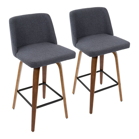 Toriano - Mid Century Modern Fixed Height Counter Stool & Square Footrest (Set of 2) Lumi Source