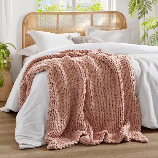 Chunky Double Knit Handmade Throw - Blush Madison Park
