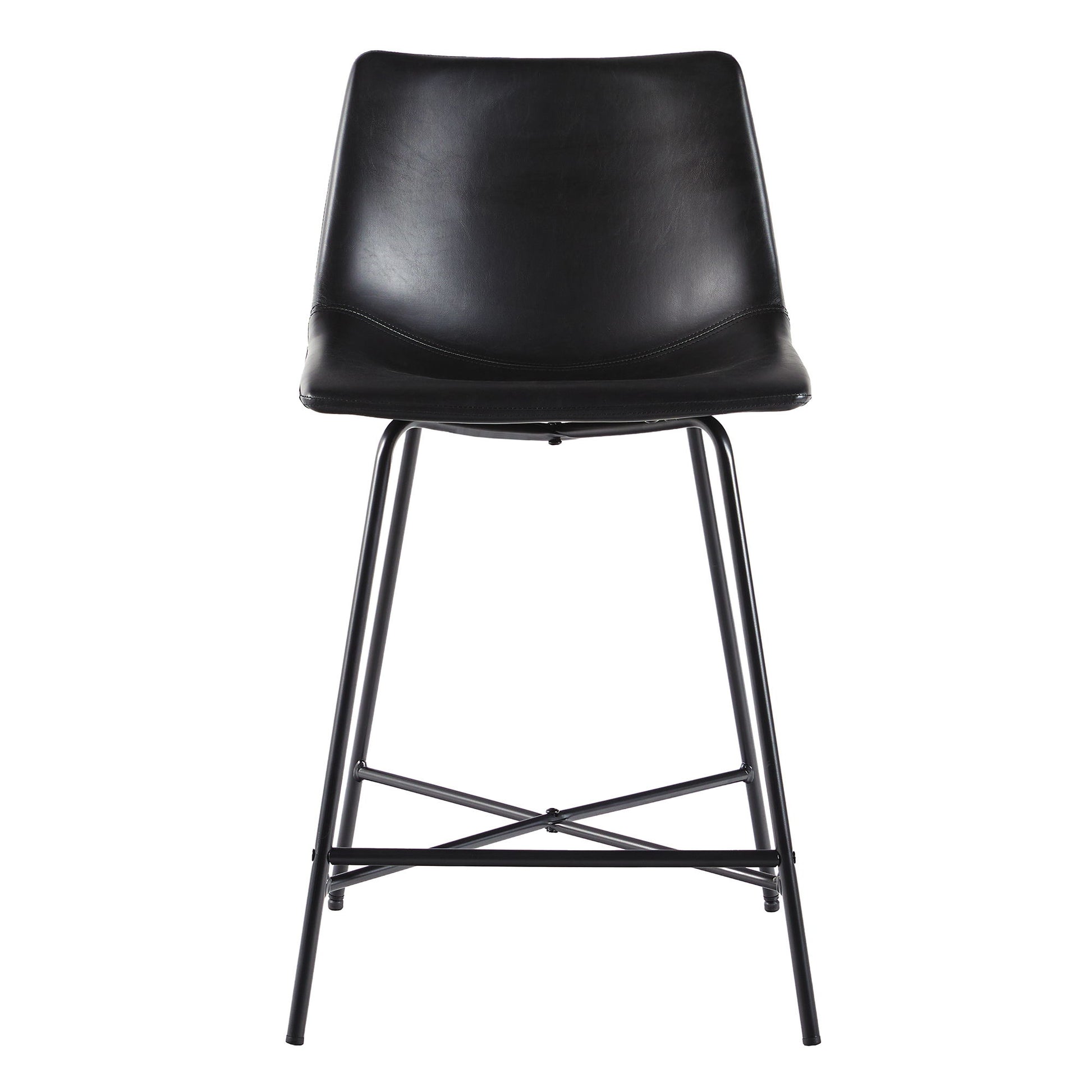 Modern Upholstered Counter Stool With Metal X Base (Set of 2) - Black Walker Edison