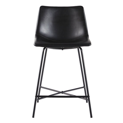 Modern Upholstered Counter Stool With Metal X Base (Set of 2) - Black Walker Edison