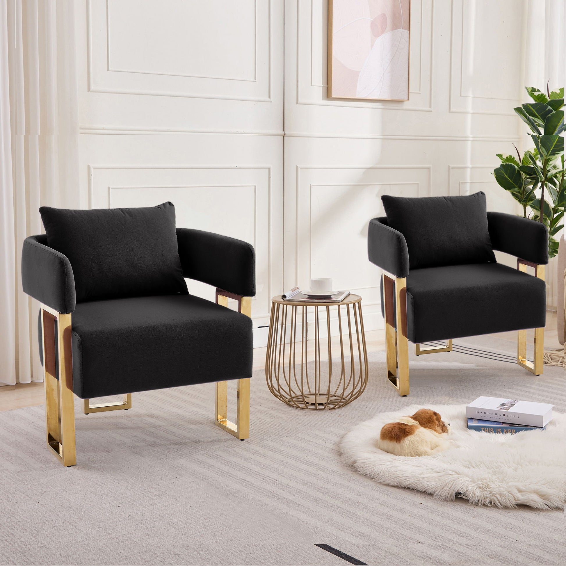 Modern Classic Design Decorative Chair Teddy Fleece Upholstered And Metal Foot Home Essentials