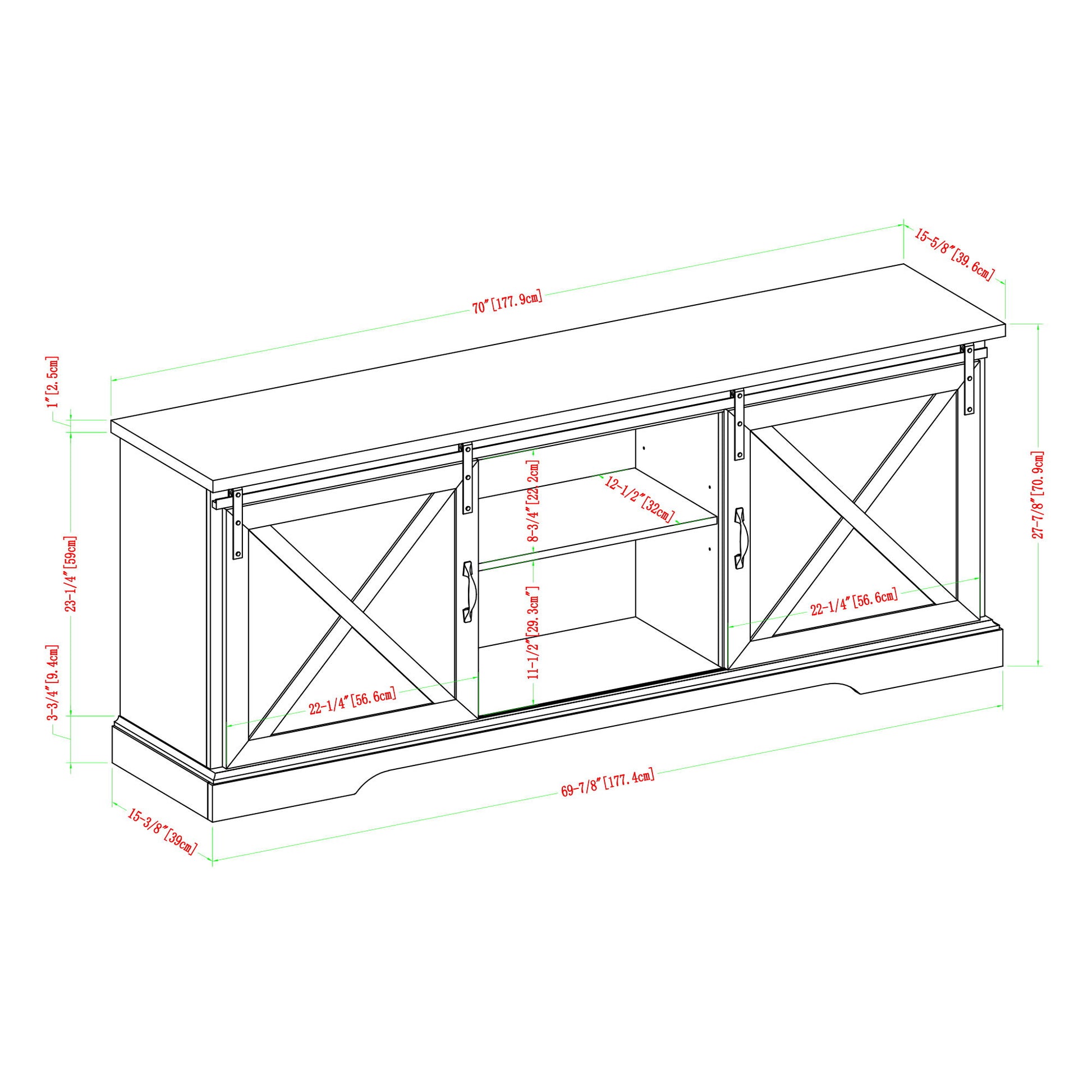 Farmhouse Sliding X Barn Door TV Stand Walker Edison