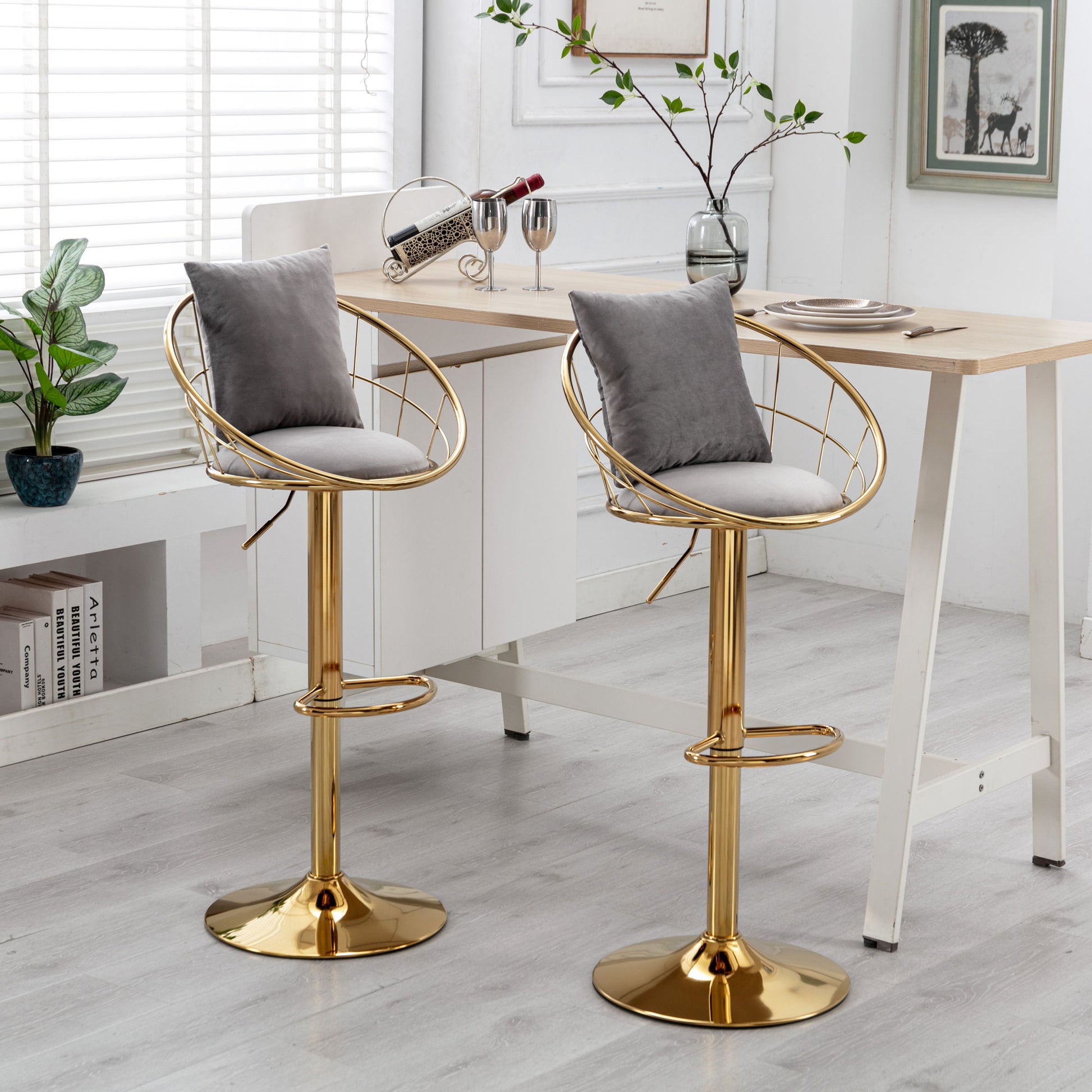 Unique Design Bar Chair, 360 Degree Rotation, Adjustable Height, Suitable For Dining Room And Bar Home Essentials