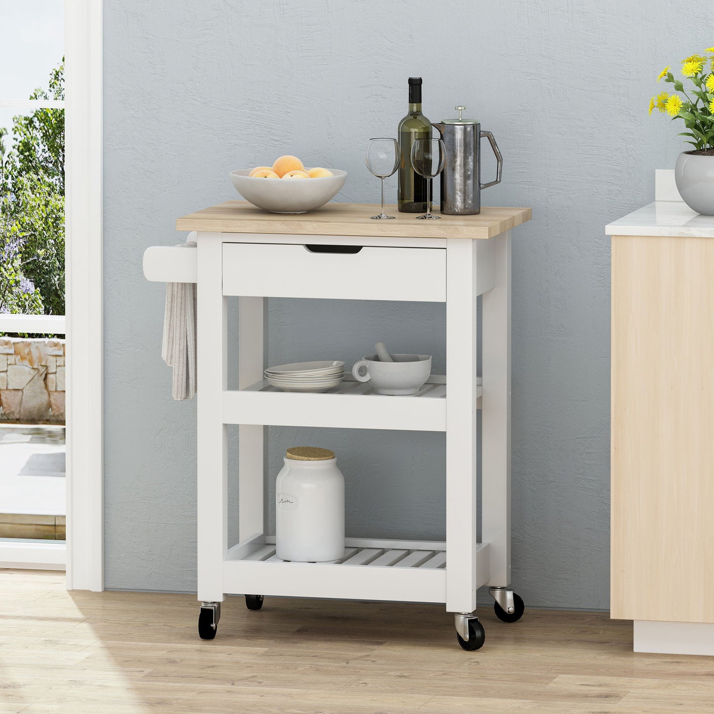 Tattnall - Kitchen Cart With Wheels Noble House