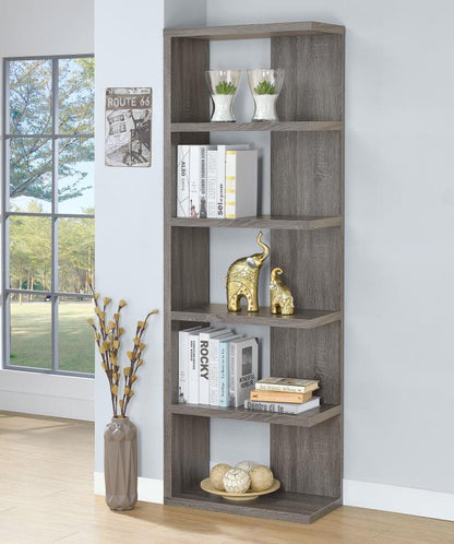 Harrison - 5-Shelf Bookshelf - Weathered Gray CoasterEveryday