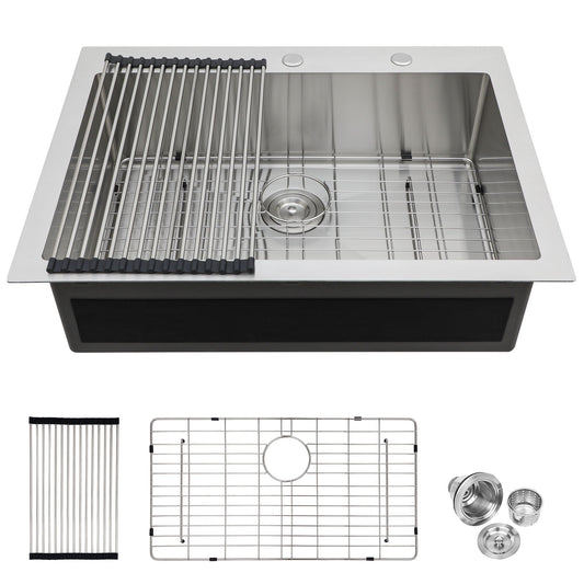 Kitchen Sink Drop In, Stainless Steel Single Bowl, Topmount Daily Nest