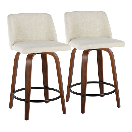 Toriano - Contemporary Fixed Height Counter Stool Swivel With Round Footrest (Set of 2) Lumi Source