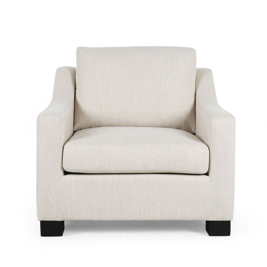 Nightowl - Upholstered Club Chair With Sloped Arms And Wood Legs - Beige Noble House