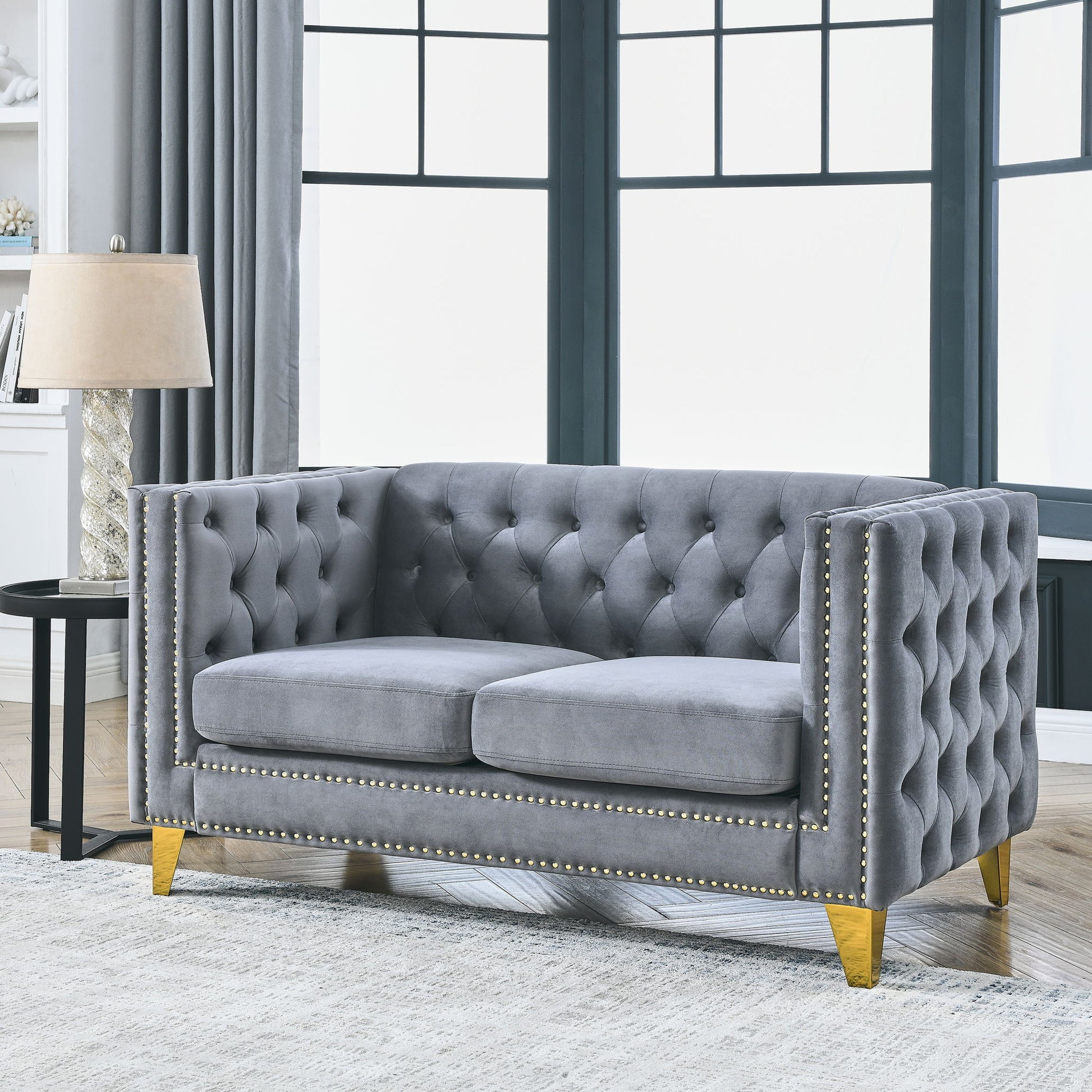Upholstered Couch Sofa With Button Tufting For Living Room Home Essentials