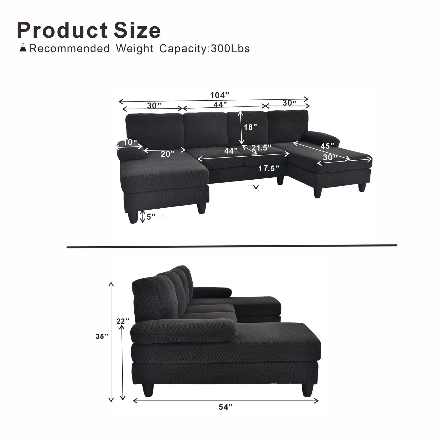 U-Shaped Sofa With Dual Chaise Home Essentials