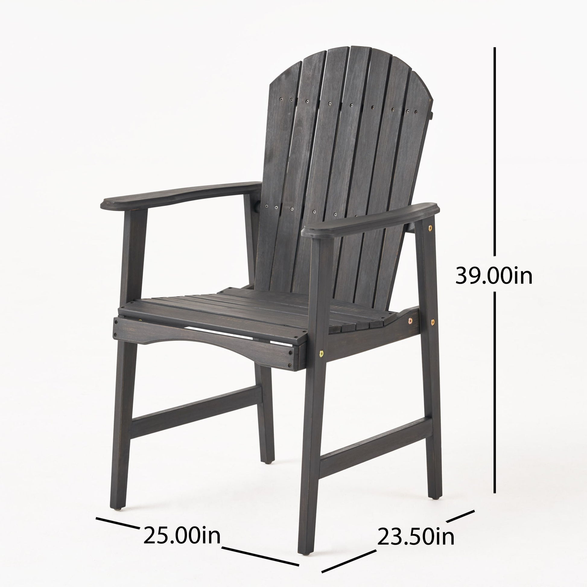 Outdoor Weather Resistant Acacia Wood Adirondack Dining Chairs (Set of 2) Noble House