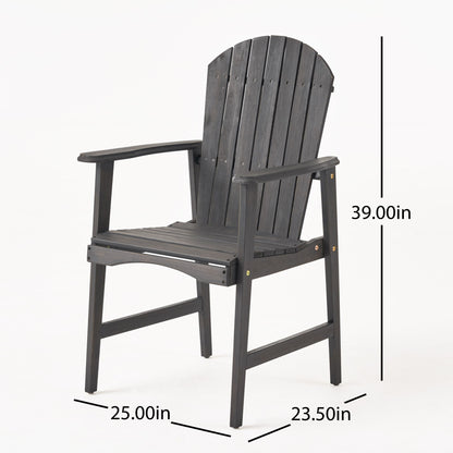 Outdoor Weather Resistant Acacia Wood Adirondack Dining Chairs (Set of 2) Noble House