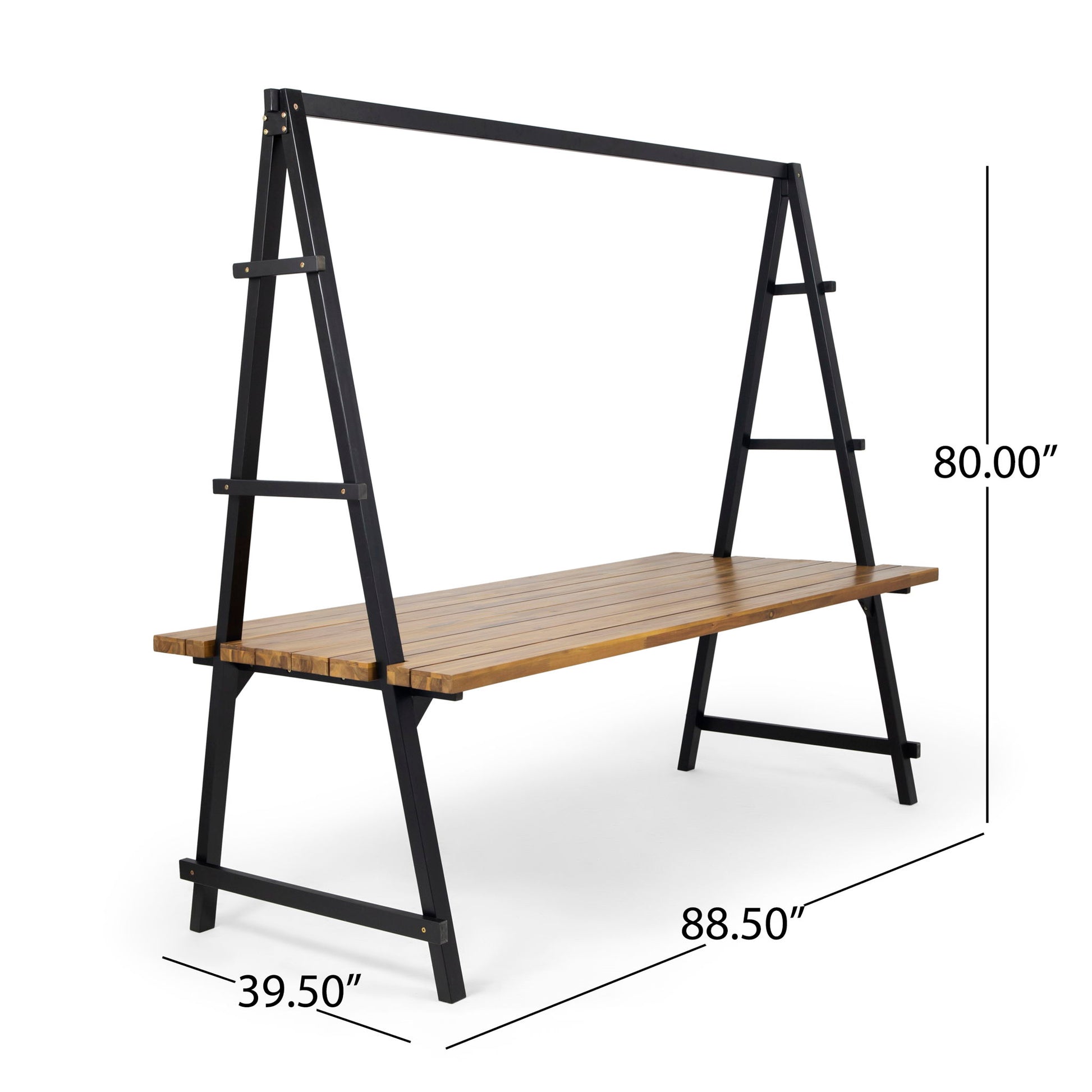 Huckleberry - Acacia Wood Outdoor Dining Table With Plant Hanger - Teak Noble House