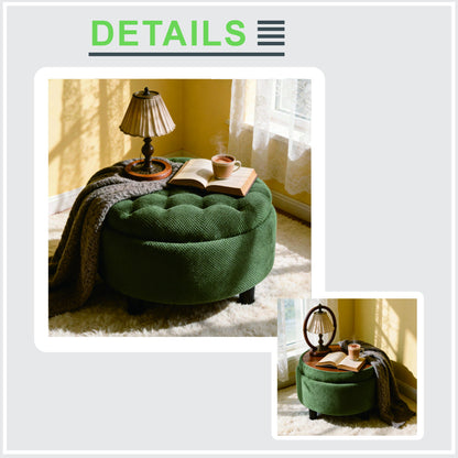 Storage Round Footstool Table Ottoman Home Essentials