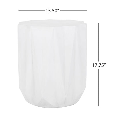 Outdoor Lightweight Concrete Side Table - Antique White Noble House
