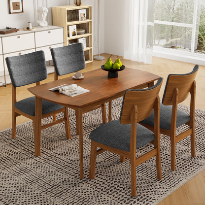 Dining Chairs (Set of 4), Wooden Dining Chair Armless, Mid Century Modern Upholstered Seat Cushion Dining Room Chair For Home Kitchen Dining Room Restaurant - Brown / Gray Hearth and Haven