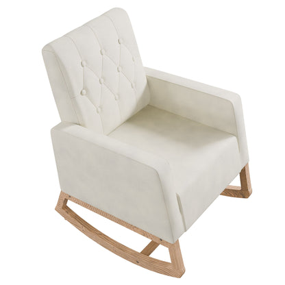 Rocker Chair With Tufted Back - Beige / Ivory Home Essentials