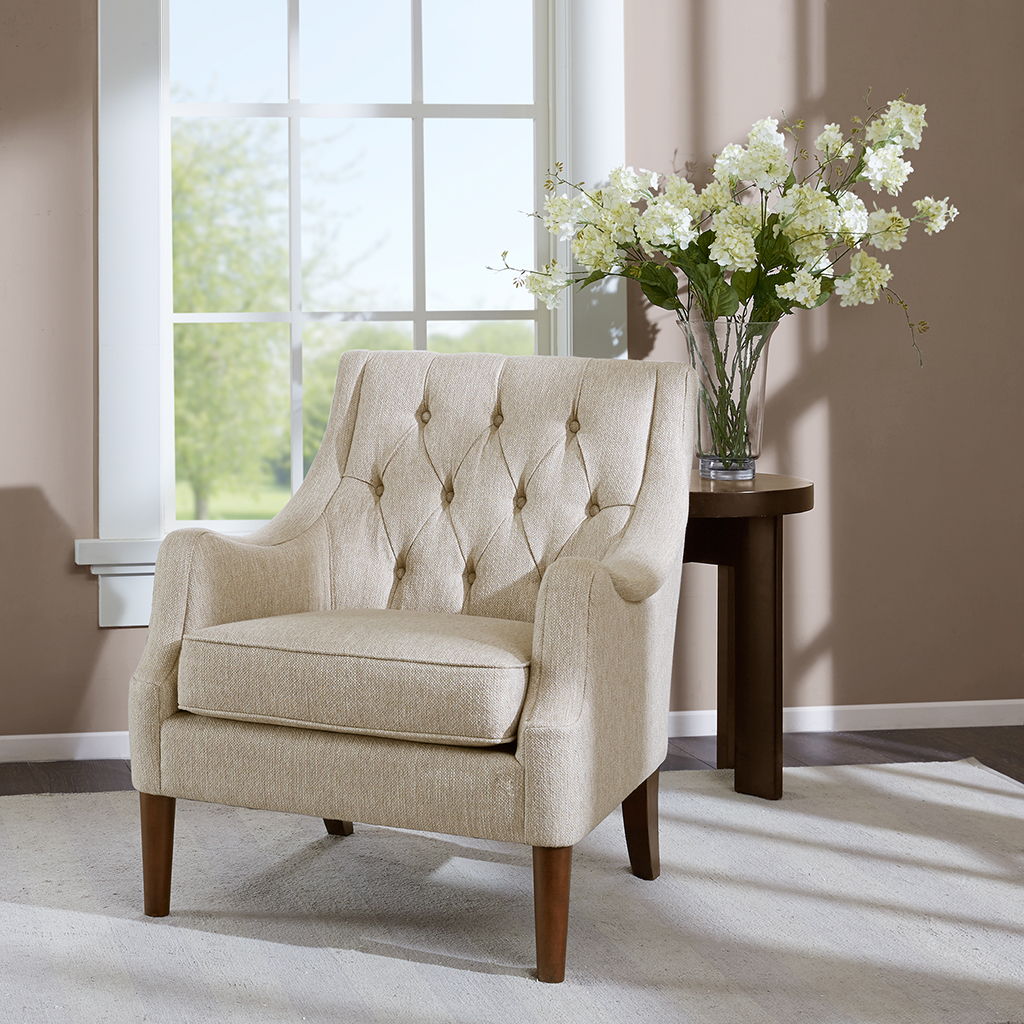 Qwen - Button Tufted Accent Chair - Beige