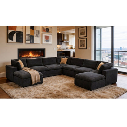 Custom Configuration Modular Sectional With Toss Pillows Home Essentials