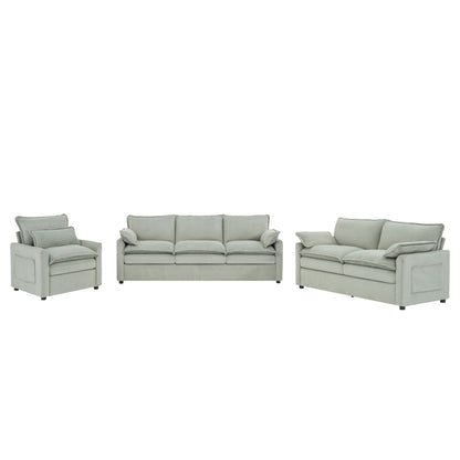 Modern Sofa Set With Double Layer Cushion And Side Storage Pockets Hearth and Haven