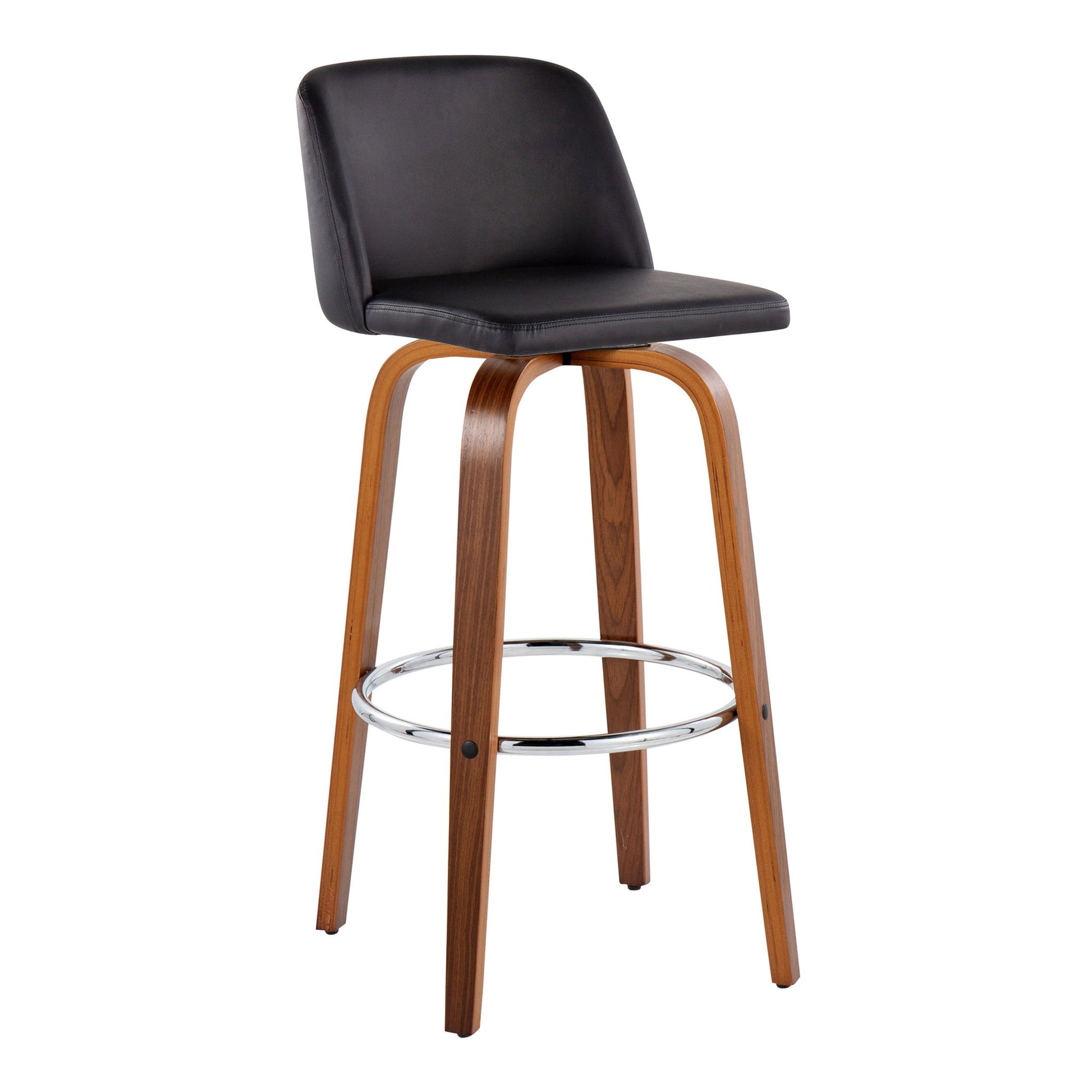 Toriano - Mid Century Modern Fixed Height, Barstool With Swivel With Round Footrest (Set of 2) Lumi Source