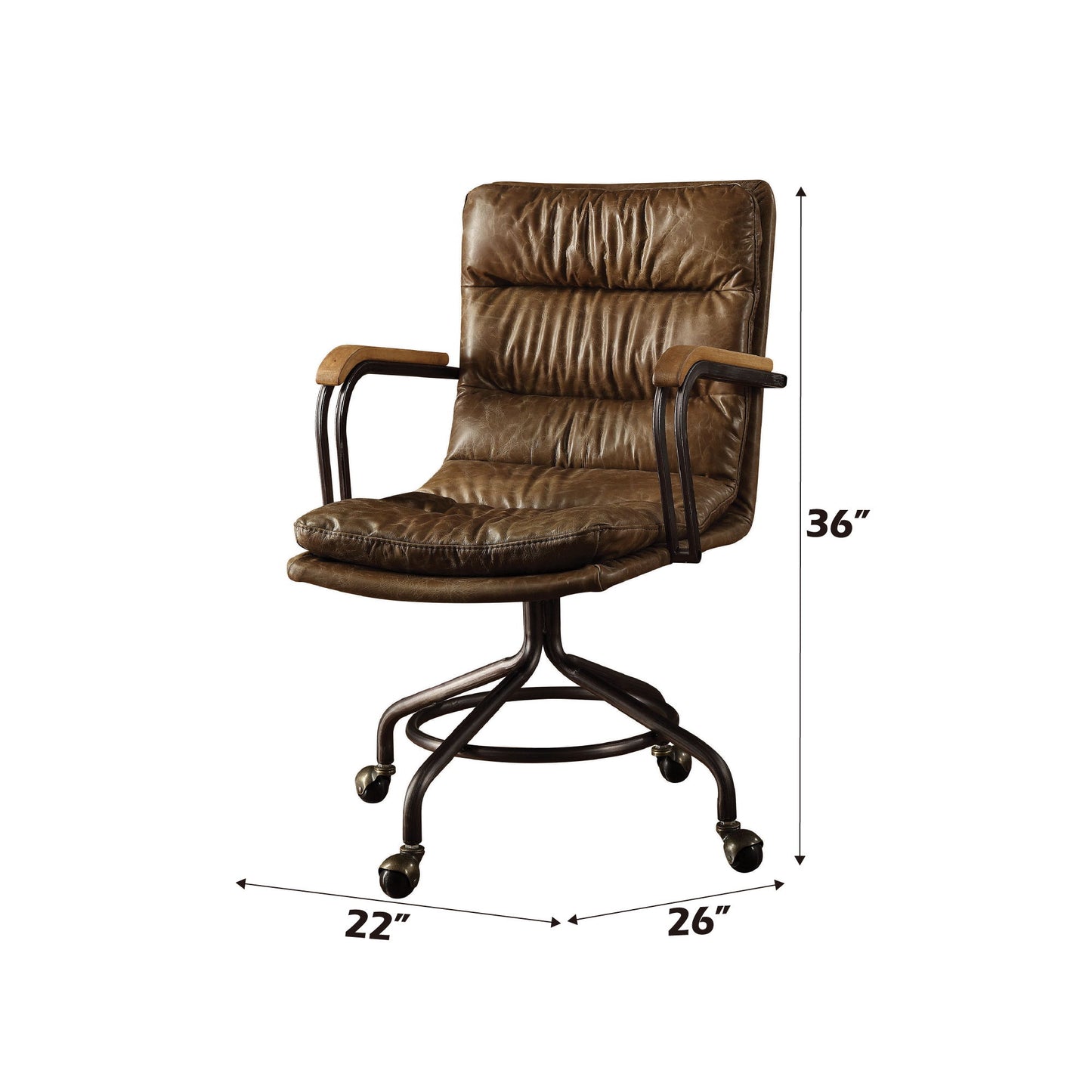 Harith - Vintage Top Grain Leather Office Chair - Brown Acme