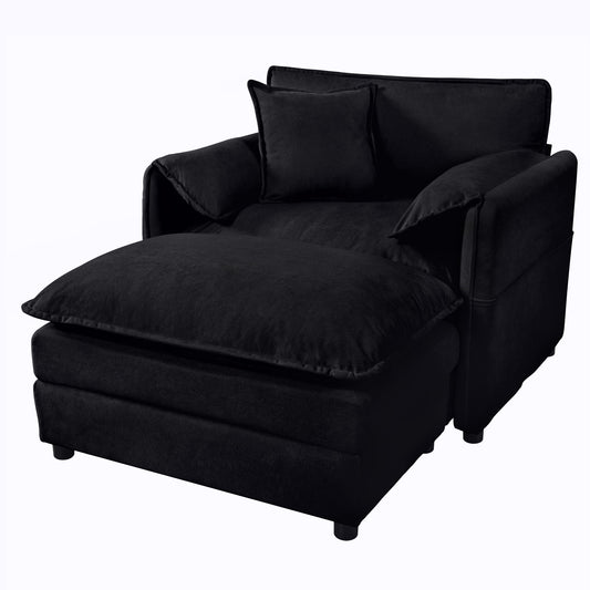 Oversized Chair With Movable Ottoman, Soft Upholstered Lounge Chair Home Essentials
