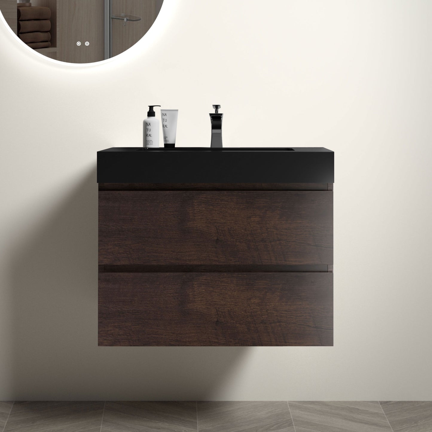 Alice - Bathroom Vanity Wall Mounted With Sink, Large Storage Floating Bathroom Vanity For Modern Bathroom, One-Piece Sink Basin Without Drain And Faucet