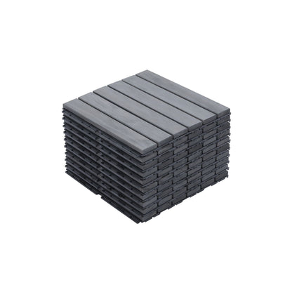 Interlocking Deck Tiles Striped Pattern, Square Acacia Hardwood Outdoor Flooring For Patio, Bancony, Pool Side Daily Nest