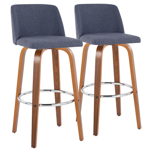 Toriano - Mid Century Modern Fixed Height, Barstool With Swivel With Round Footrest (Set of 2) Lumi Source