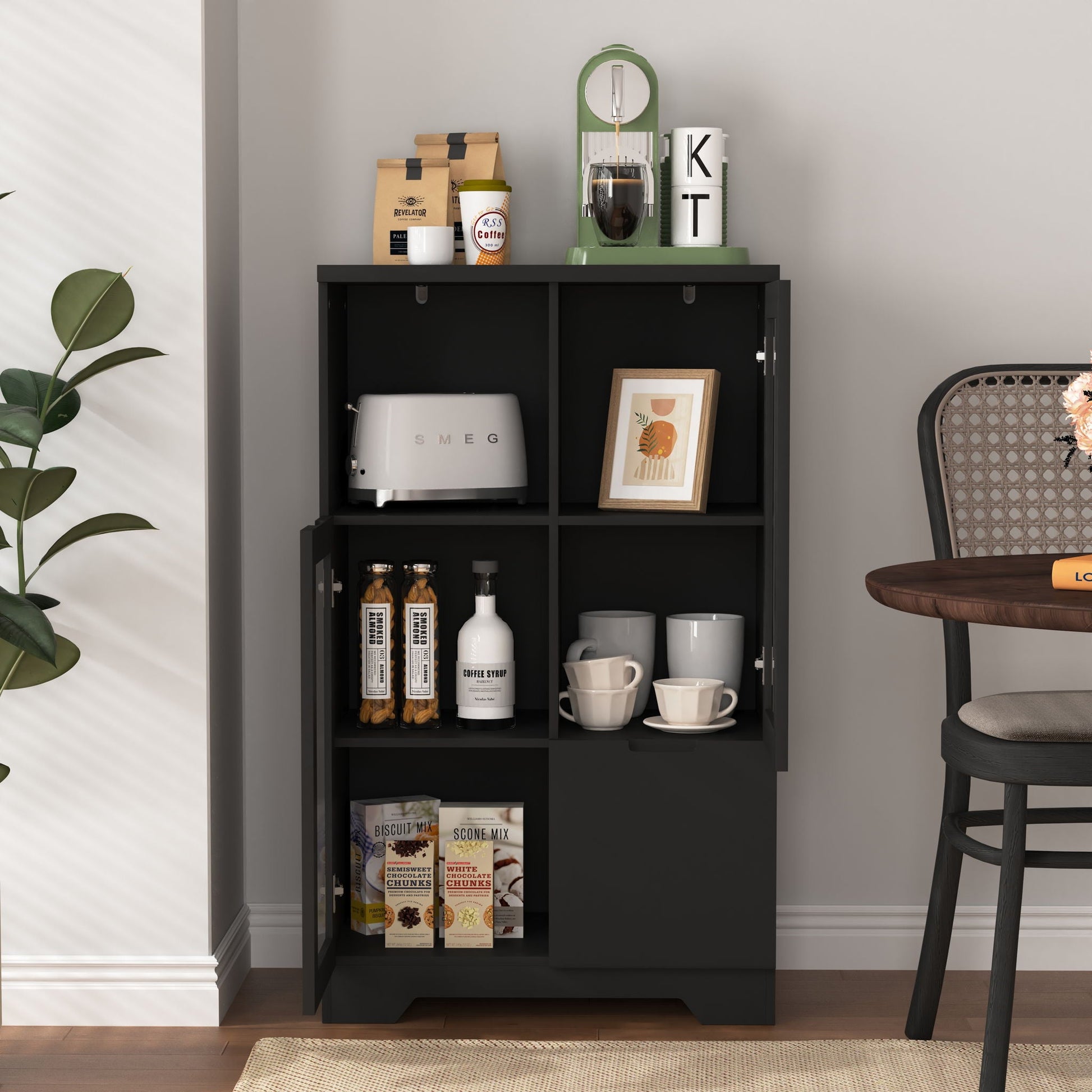 Modern Cabinet With Glass Doors And Drawer Home Essentials