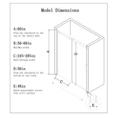 Frameless Single Sliding Shower Door With Soft Close, 5 / 16" Clear Nano Coated Tempered Glass, 60" X 60" - Matte Black Daily Nest