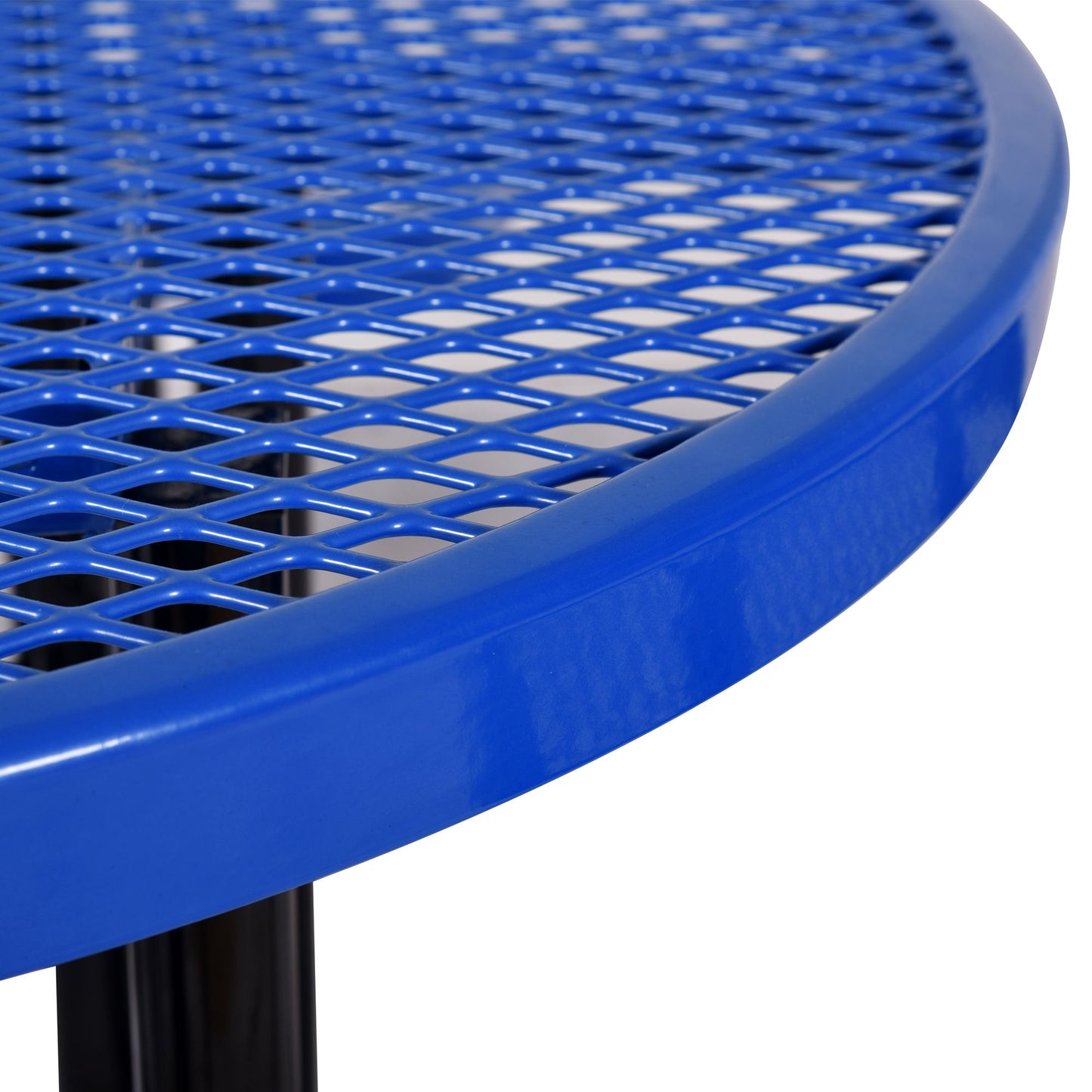 Round Outdoor Steel Picnic Table With Umbrella Pole