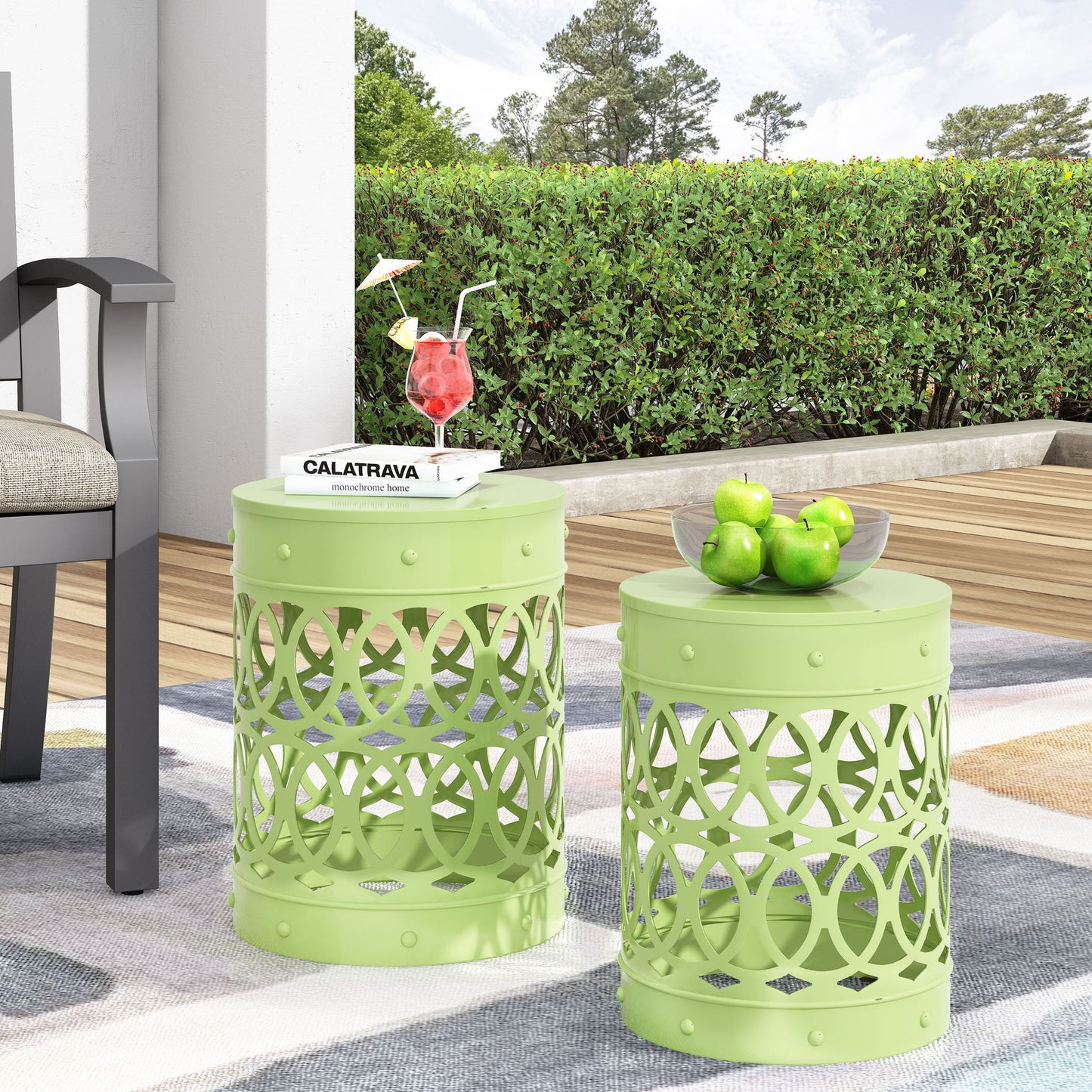 Outdoor Metal S/2 End Table Noble House