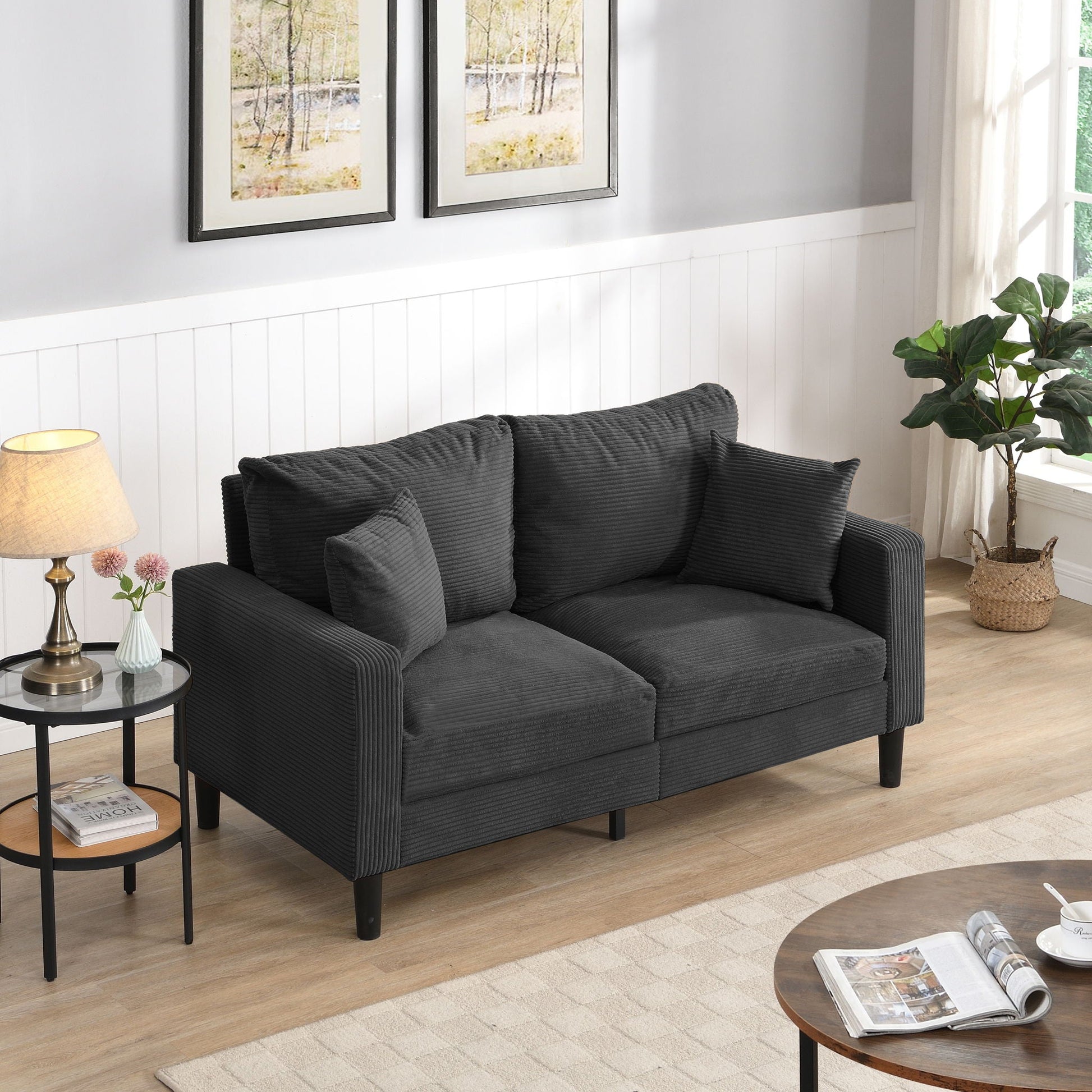 Modern Upholstered Loveseat Sofa, High Resilience Home Essentials