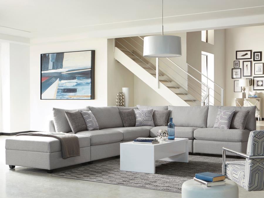 Cambria - 4 Piece Upholstered Modular Sectional Sofa - Gray CoasterElevations