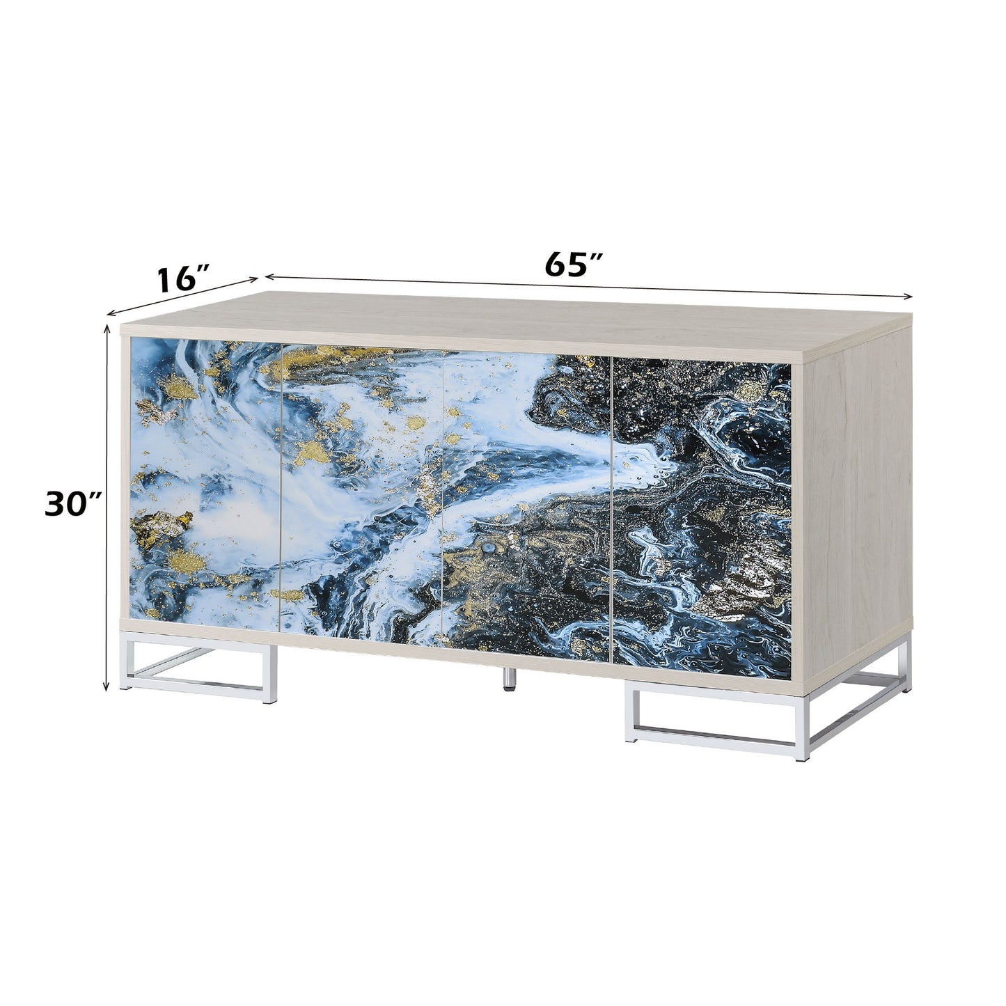 Liam - Marble Paint Console Cabinet - Multi