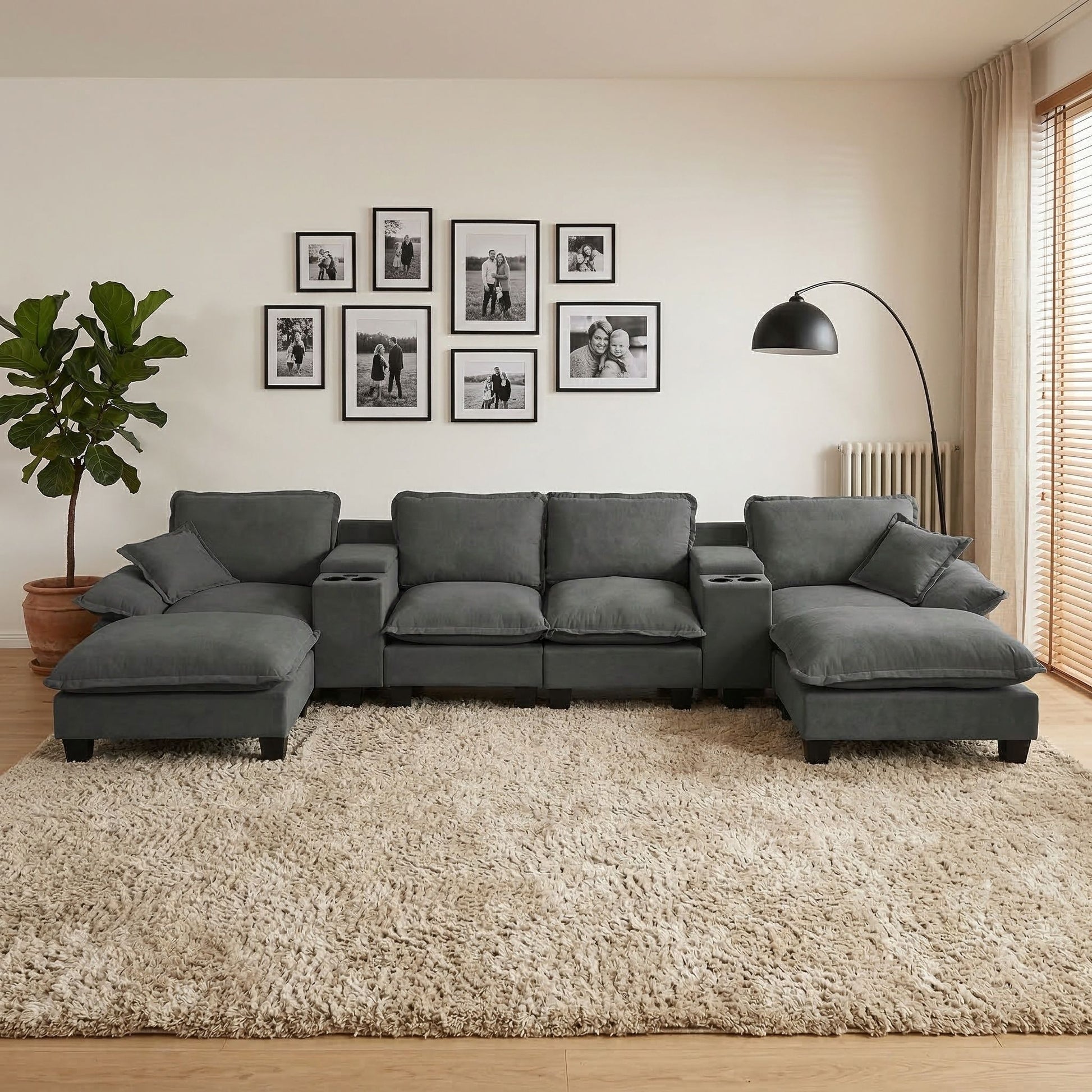 Modular Cloud Couch Sofa With Cup Holders & Storage, USB Port Home Essentials