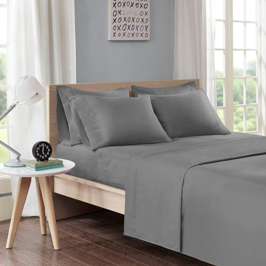 Twin Sheet Set With Side Storage Pockets - Charcoal Intelligent Design