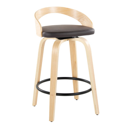 Grotto - Mid-Century Modern Fixed Height Counter Stool Swivel &h Round Footrest Lumi Source