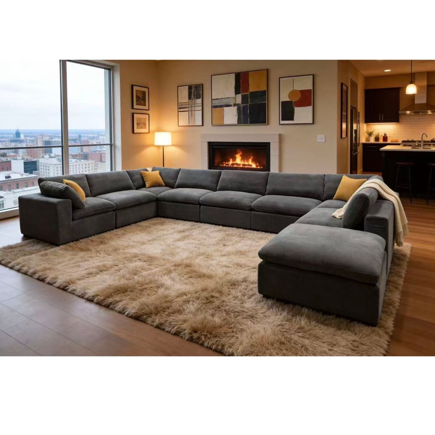 Custom Configuration Modular Sectional & Toss Pillows Home Essentials