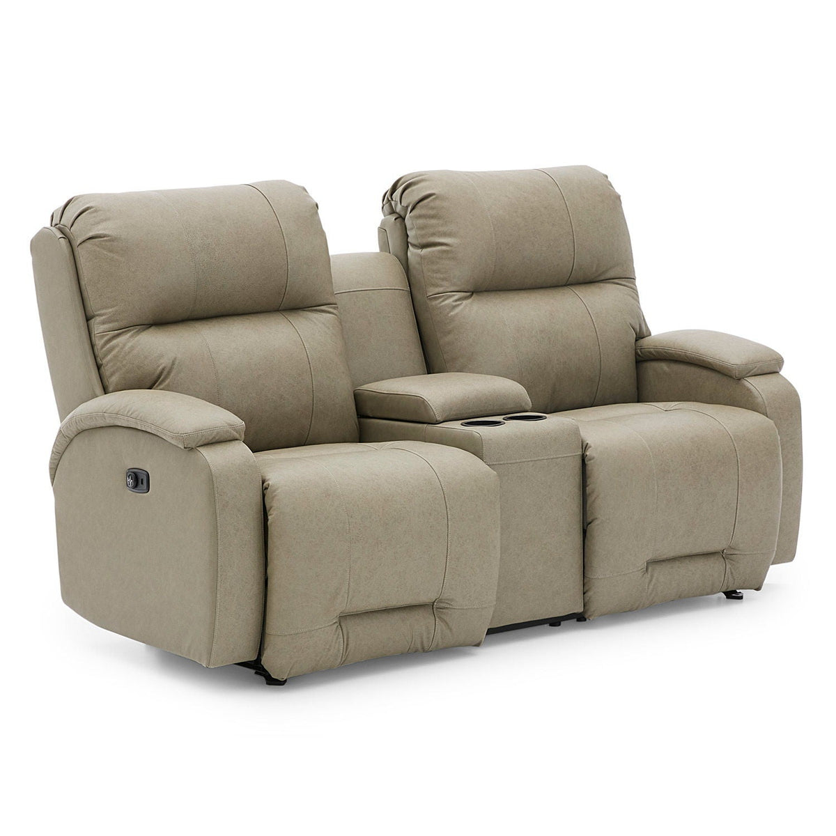 Maverly Leather Power Tilt-Headrest Console Loveseat Best Home Furnishings