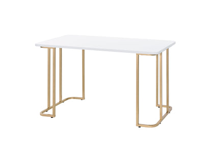 Estie - Writing Desk - White / Gold Acme