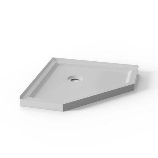 Neo Angle Corner Drain Shower Base - White Daily Nest