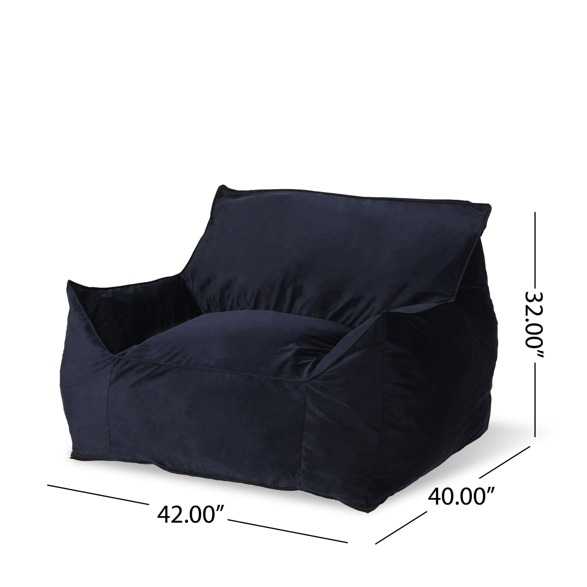 Allea - Velveteen Bean Bag Chair With Armrests - Midnight Blue Home Essentials