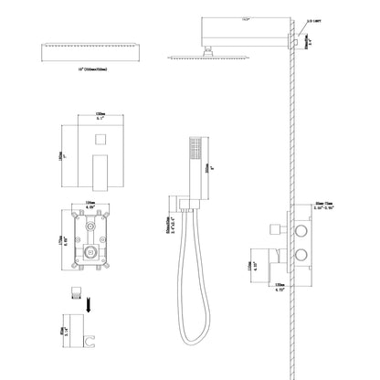 10" Square Dual Shower Head System Wall Mounted With Rough In Valve Modern Bathroom Fixture Daily Nest